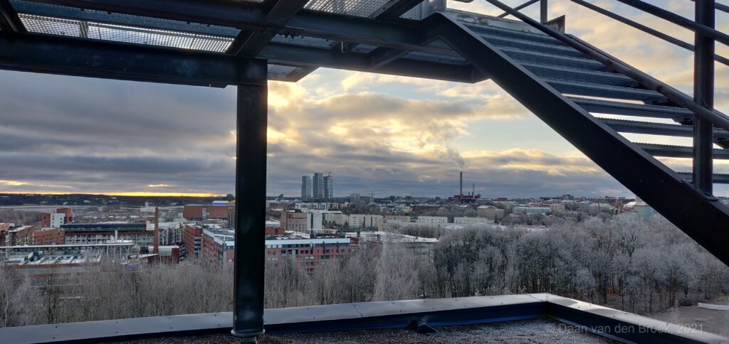 On top of the roof of Physicum, Kumpula Campus for a radio sounding - Meteorological Observation Systems ATM322.